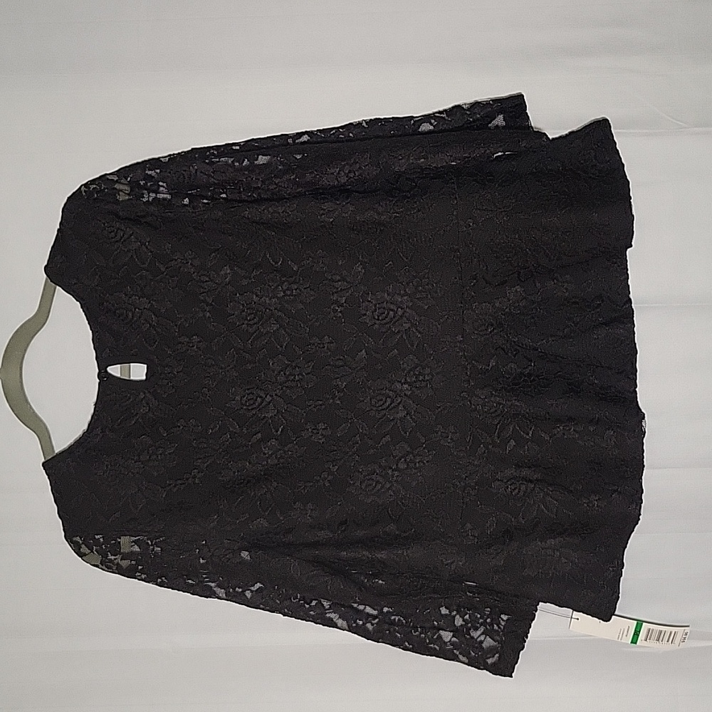 Rafaella Black Lace Peplum Top Petite Large - Picture 7 of 12